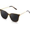 SUNGAIT Occhiali da sole quadrati vintage per donna Uomo Occhiali da sole rotondi retrò polarizzati Cornice grande UV400 (Cornice ambra (finitura lucida)/lente grigia) SGT805-LHPHX-IT
