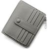 REETEE Porta Carte Credito Uomo e Donna RFID Blocco Portafoglio Sottile con Portamonete Vera Pelle Portacarte di Credito con Cerniera, Portacarte Uomo Slim con 14 Slot per Schede (grigio)