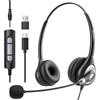 Wantek Cuffie USB con microfono per PC, cuffie cablate con USB C da 3,5 mm, con microfono di cancellazione del rumore, per laptop con cuffie di tipo C, con controllo del volume in linea