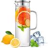 HwaGui Caraffa in vetro con coperchio in acciaio inossidabile, brocca d'acqua per tè freddo e succo di frutta 1L / 35oz