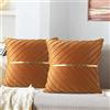MAIXUN Copricuscini 50 x 50 cm Marrón Velluto Federe Cuscini Quadrate in Velluto Rinforzata per Cuscino da Divano Soggiorno Sedia Letto Sofà Interni ed Esterni Adatto ad Ogni Stagione Caramello 2 Pack