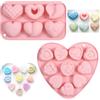 PHOGARY Confezione da 2 stampi in silicone a forma di cuore, stampo per cioccolato riutilizzabile, per caramelle, cioccolato, torte, gelatina, orsetti gommosi (16 diversi stampi a forma di cuore)