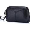 AprinCtempsD Pochette in Vera Pelle Clutch Elegante Portafoglio Multifunzionale con Cerniera per Donna (Nero)