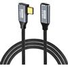 GELRHONR Cavo di prolunga USB C a 90 gradi, cavo USB3,2 Gen2 da 10 Gbps, estensore maschio-femmina di tipo C ad angolo retto 100W / 5A Cavo intrecciato in nylon a ricarica rapida (2M/6.5Ft)