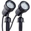 B.K.Licht Set da 2 faretti LED per esterni, luci da giardino orientabili, illuminazione da giardino con picchetto o luci da parete, colore nero, include 2 lampadine da 3W 230 V GU10 IP44