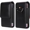 PWQYRQE Fondina Porta da Cintura per Cellulare Pelle, Marsupio Telefono Uomo Pelle Nero, Verticale Porta Smartphone Custodia da Cintura in Pelle Borsello Sacchetto per Running Sportivo Viaggio Portafoglio