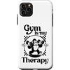 Retro Cartoon Gorilla Gym Motivational Q Gym Is My Therapy Gorilla Allenamenti Palestra Citazioni Retro Fitness Custodia per iPhone 11 Pro Max