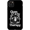 Retro Cartoon Gorilla Gym Motivational Q Gym Is My Therapy Gorilla Allenamenti Palestra Citazioni Retro Fitness Custodia per iPhone 11 Pro Max