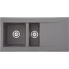 Respekta Denver Mineralite Composite Lavello in Cemento Grigio/Lavello da incasso 1,5 vasche in 100 x 50 cm/Lavello adatto per basi da 60 cm di larghezza