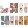 ZYUPHY Calzini Antiscivolo Bambino 5 paia Cotone Calzini Antiscivolo Bambina Ragazze Ragazzi Animali Cartoni Animati Calzini Neonato per 0-5 Anni Bambino