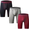 Nuofengkudu Uomo 3 Pack Lunghi Boxer Aderenti Cotone Elastiche Sport Boxershort Mutande Intimo Rigonfiamento Traspiranti Underwear Hipster Viaggio Pantaloncini Regalo Rosso/Grau/Blu L