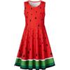 Kids4ever Vestito da Bambina Senza Maniche Vestito Estivo con Stampa di Anguria Carina Scollo Rotondo Abito Estivo Altalena a Trapezio Regalo di Compleanno da Principessa 4-5 Anni