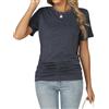 Famrrifuu Donna Maglia Manica Corta Collo Rotondo Maglietta Elegante Basic Top Bluse Estivo Casual T-Shirt, Blu, L