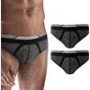 Leedya 2 Mutande Sportive Uomo in Microfibra Senza Cuciture - 100% Made in Italy - Slip Tecnici Grigi per Sport - Aderenti con Fascia Elastica (IT, Testo, XXL, Regular, Regular, Grigio)