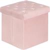 Bonlife Pouf Contenitore Velluto Poggiapiedi Camera da Letto Quadrato Cassapanca Bambini Sgabello di Stoccaggio Comodino Salvaspazio 40x40x40cm Rosa