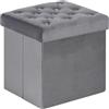 Bonlife Pouf Contenitore Velluto Poggiapiedi Camera da Letto Quadrato Cassapanca Bambini Sgabello di Stoccaggio Comodino Salvaspazio 40x40x40cm Grigio