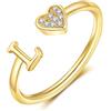 FUNEIA Anelli Donna Oro Argento Anello Cuore con Iniziale Lettera Regolabili Anello con Nome Personalizzabile Anelli Sovrapponibili Bambina Ragazze anelli a lettere dell'alfabeto Gioielli Regalo