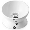 Y YHY Ciotole per Gatti, 9.1 x 12.7 cm Ciotola per Gatti Rialzata, 15° Inclinazione Ciotola per Gatti in Ceramica, Ciotola per Cani per Cibo e Acqua,Anti Vomito, Accessori Gatti,Bianco/120ml