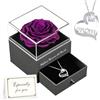 Qinqinxin Festa della Mamma Idee Regalo, Rosa Eterna con Collana Argento 925, Migliore Mamma del Mondo, Rosa Stabilizzata Vera, Regalo Mamma Compleanno, Festa della Mamma dal Daughter