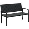 Outsunny Panchina da Giardino ed Esterno in Rattan, Panca in Rattan Nero 2 Posti, 122x60x87cm