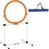 PawHut Set Agility Dog Portatile, Anello e Sbarra, Multiuso, Borsa da Trasporto, 74.5x66x91cm, Allenamento e Divertimento, Bianco e Arancione|Aosom