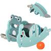 HOMCOM Cavallo a dondolo 3-in-1 per bambini,Scivolo Giocattolo per bambini 3-5 anni, in HDPE, Verde|Aosom