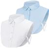 XEPST 2 Pezzi Colletto Camicia Donna, Colletto Staccabile Donna, Camicetta Finta Colletto, Falso Colletto Camicia Mezzo Camicia Dickey Risvolto Falso da Donna (Blu, Bianco)