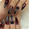 GlamRays 24 pezzi Press on Nails Medio Mandorla Spinning Charms Finte Unghie Rosse Gradiente Finte Unghie Con ragnatela Design Nero Opaco Acrilico Chiodo Lucido Chiodo Adesivo