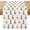 Miuyunya Lino Runner da Tavolo Pasqua 180 x 40 cm Runner Pasqua Tavola Beige Moderno Lino Runner da Tavolo Lavabile Coniglietto Decorazioni per Tovaglie da Pranzo, Ristorante, Festa di Pasquale
