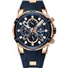 RORIOS Orologio Uomo Luminoso Analogico Quarzo Orologi con Cinturino in Silicone Elegante Cronografo Orologio da Polso per Uomo
