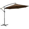 Outsunny Ombrellone da Giardino Ø3x2.5 m con Base a Croce, Prese d'Aria e Manovella, Ombrellone Decentrato Inclinabile e Girevole in Acciaio e Poliestere, Protezione UV, per Terrazza e Balcone, Caffè