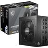 MSI MAG A750GL - Alimentatore PCIE5, 750 W, 80 Plus Gold, completamente modulare, ATX 3.0, supporto GPU PCIe 5.0, cavi piatti neri, garanzia 7 anni