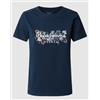 Pepe Jeans Rosalind Ocean Blue T-Shirt M/M Blu Stampa Fior Donna