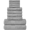GC GAVENO CAVAILIA Towels, set da 10 pezzi, 100% cotone egiziano, 4 x viso, 4 x mano, 2 x asciugamani da bagno, accessori da bagno altamente assorbenti all'acqua, lavabili in lavatrice, argento