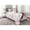 ABAKUHAUS Fantasia Set Copriletto Trapuntato, Fantasy Garden, Decorativo, 2 Pezzi con 1 Federa Cuscino, 170 x 220 cm, Rosa Nero