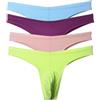 Faringoto Tanga sportiva da uomo, senza cuciture, biancheria intima in cotone a vita bassa, Giallo+viola+rosa+blu, Large