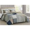 Chezmoi Collection Addy - Set di 3 pezzi con trapunta patchwork scozzese a quadri blu navy, bianco, grigio, tortora, copriletto in cotone prelavato, copriletto reversibile leggero, king size