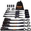 VEVOR Kit Cinghie a Cricchetto Ancoraggio 4 Pezzi, Resistenza Rottura max. 998 kg, Cinghie di Tensione0,025x4,6 m con Cricchetto e Gancio per Motociclette, Biciclette, Traslochi Rimorchio Portapacchi