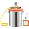 VEVOR Camera a Vuoto da 19 Litri 5 Gal con Coperchio in Vetro Temperato Secchio Sottovuoto in Acciaio Inox 304 Camera di Degasaggio Contenitore Vuoto per Degasazione Stabile di Legno Resina Siliconica