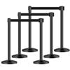 VEVOR Pali per Barriera di Controllo della Folla 315 x 870 mm Supporto per Barriera in Acciaio al Carbonio, Confezione da 6, con 6 Cinghie Retrattili, con Base Cava per Matrimoni, Mostre, Nero