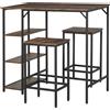 HOMCOM Set Tavolo Alto con 2 Sgabelli e Scaffale Stile Industriale in Metallo e Legno, Arredamento Moderno Bar e Cucina, Marrone Rustico|Aosom