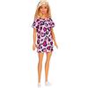 Barbie Bambola Bionda con Abito Rosa con Cuoricini e Scarpe, Giocattolo per Bambini 3+ Anni,, GHW45