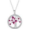 Arrebol Collana Albero della Vita Donna Argento 925 con Zirconi Rossi,Anallergici Originali Gioielli per Donna Moglie Figlia - Regolabile |45cm+5|
