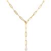 GD GOOD.designs È. 2015 - Collana da donna in oro con perla d'acqua dolce, collana a maglie con perle a Y I lunga con ciondolo a forma di perla, collana con ancora, in acciaio inox, Acciaio