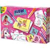 SES Creative 14725 Unicorn - Penne aerografate Blow - Kit Creativo per Bambini dai 5 Anni in su - Decora 12 Pagine da colorare con Unicorno Stampato con 7 pennarelli aerografo Luminosi