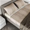 Le Telerie Completo Lenzuola In Cotone; Parure Completo Letto Bicolor In Puro Cotone Singolo Matrimoniale 1 Piazza e mezza; Prodotto Certificato (Tortora/Crema, Una piazza e mezzo)