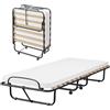 IlGruppone Brandina Pieghevole A Doghe con Materasso Letto Ospiti Struttura Resistente con Ruote Girevoli Prodotto Italiano Branda Ortopedica Richiudibile 80x190 Cm Trasportabile