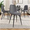 DEGHI Set 4 sedie in tessuto grigio scuro con gambe in metallo nero - Finesse