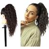 Ser Mulher Brianna Extension Coda Di Cavallo | Facile da applicare | Look naturale 100% | Termofibra resistente | Capelli Lunghi e Ricci,90 cm, 70 cm e 50 cm TERMOFIBRA (4 Castano Scuro, 50cm)