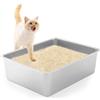 KIANGKIANG Lettiera XXL per gatti, 50 x 35 x 15 cm, in acciaio inox, grande e aperta, per ingresso dall'alto, antiruggine, superficie liscia antiaderente (50 x 35 x 15 cm)